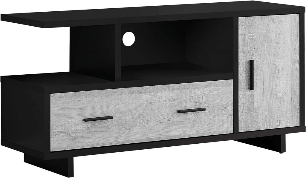 Black Grey Reclaimed Wood-Look TV Stand Q5582