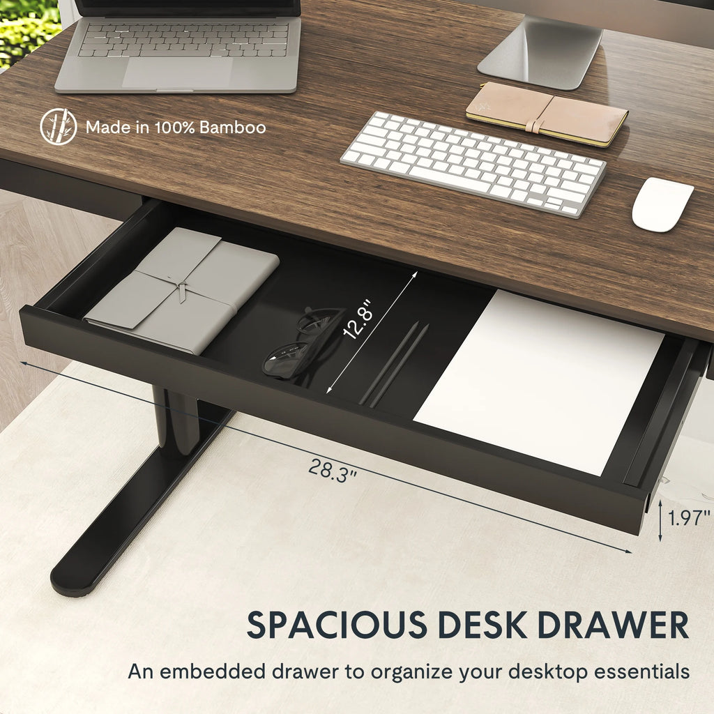 Dark Bamboo 55"x28" Standing Desk with Drawers K133106