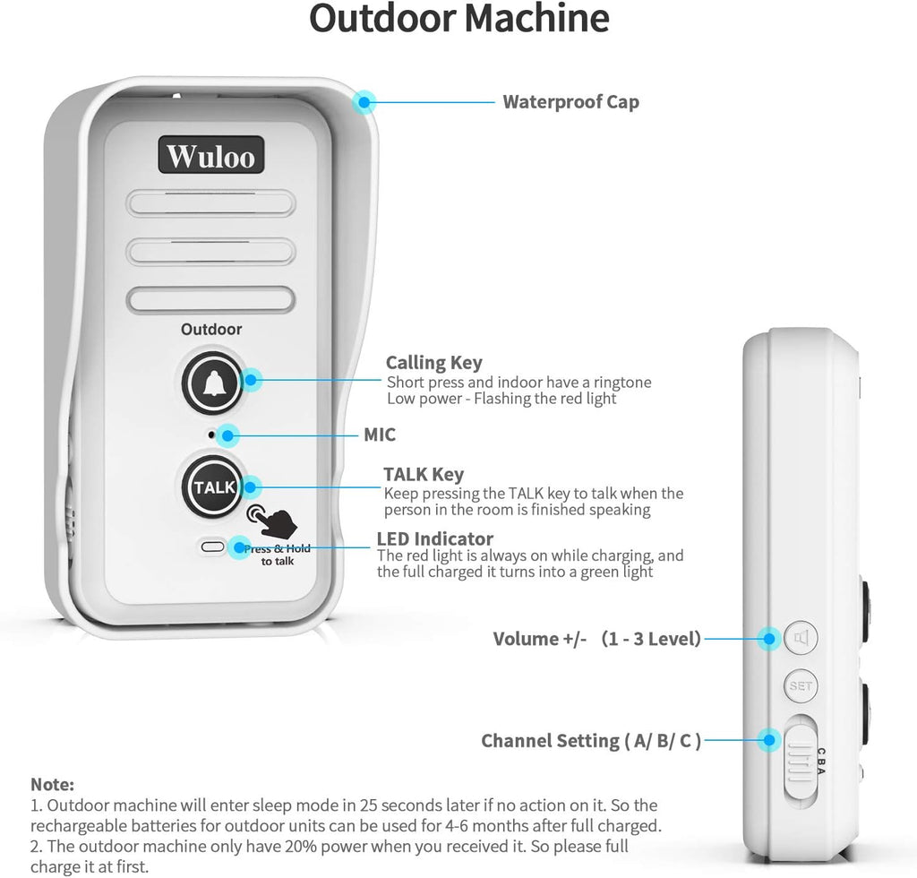 Wireless Intercom Doorbell Chime White D47867