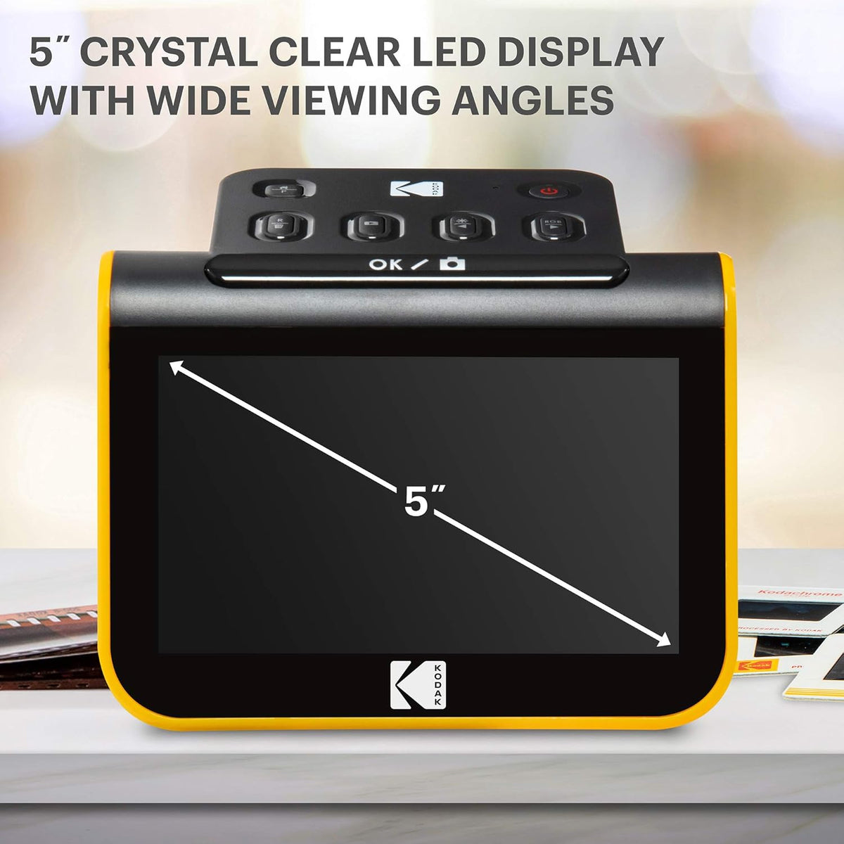 Film and Slide Scanner with 5" LCD Screen, Convert Color & B&W Negatives & Slides 35mm, 126, 110 Film to 22MP JPEG Digital Photos P506286