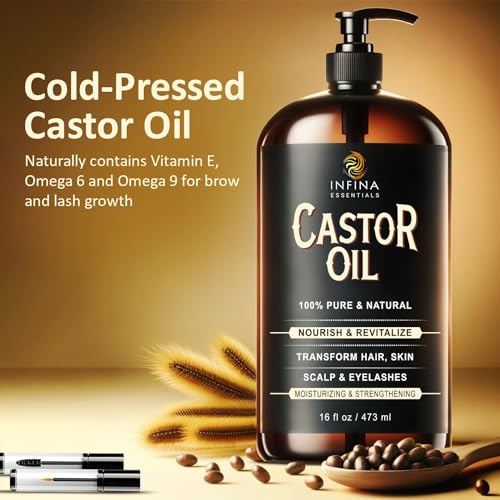 16 fl oz Cold Pressed Castor Oil in Glass Bottle C850311