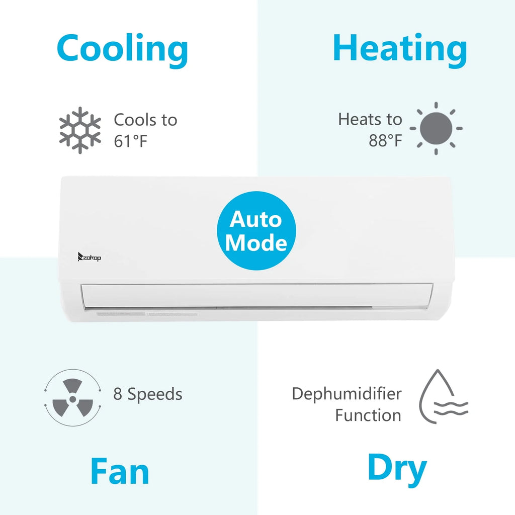 9000 BTU Wifi Enabled Mini Split Air Conditioner & Heater D86683