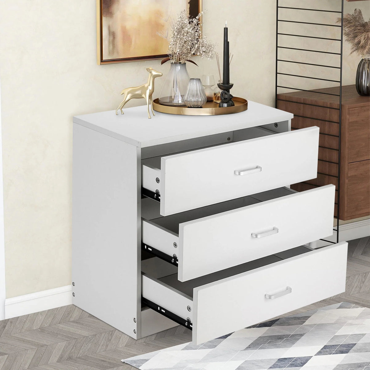 Black 4 Drawer Wood Dresser U740