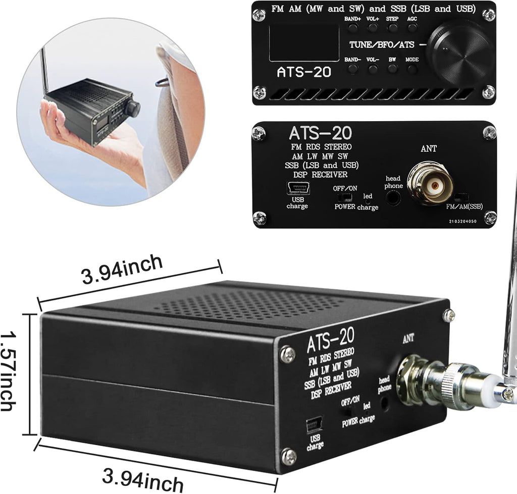 Full Band Portable Radio Receiver with Speaker and Aluminum Alloy Case, Pack of 2 C2030