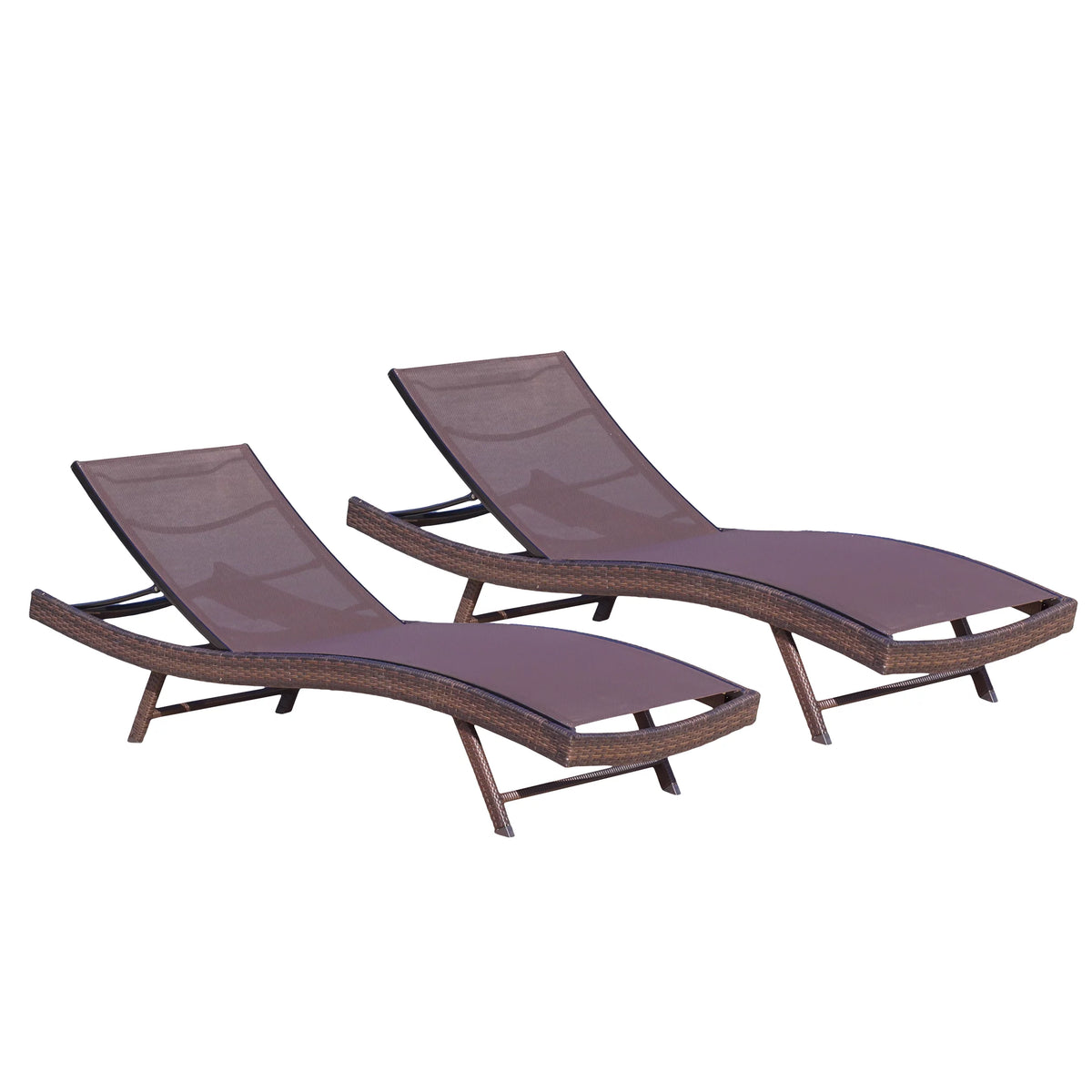 Brown Textilene Chaise Lounge set of 2 V766883