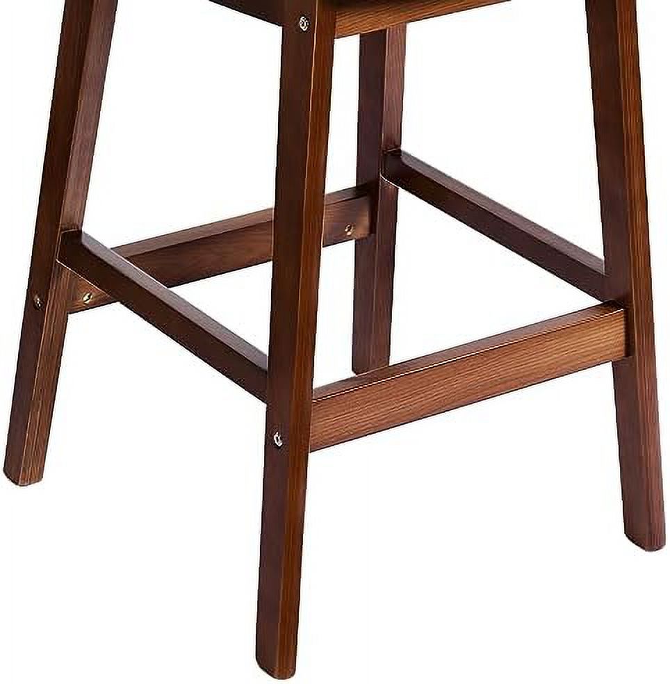 Black Leather Rattan Barstools Set of 2 with Wood Frame J19235