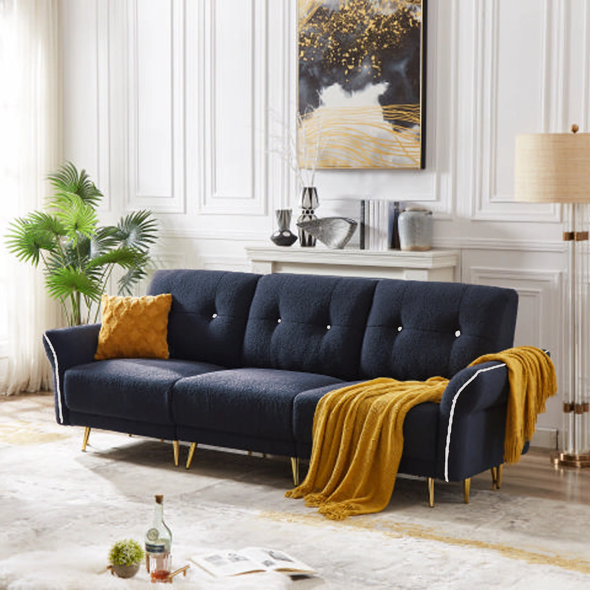 Blue Modular Sectional Sofa with Chaise W489