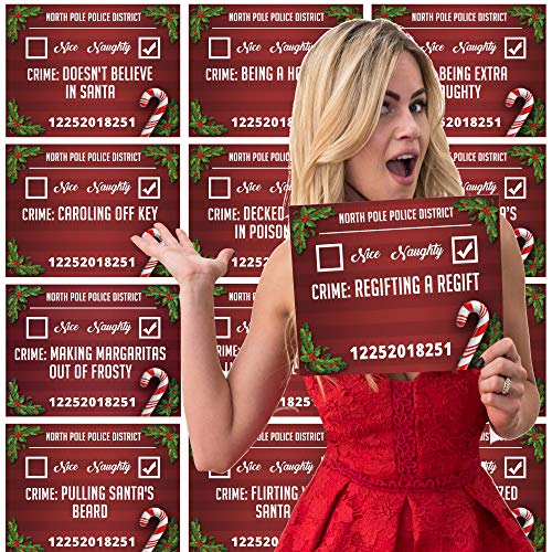 Christmas Photo Booth Prop Mugshot Signs 20 Double sided cards K709