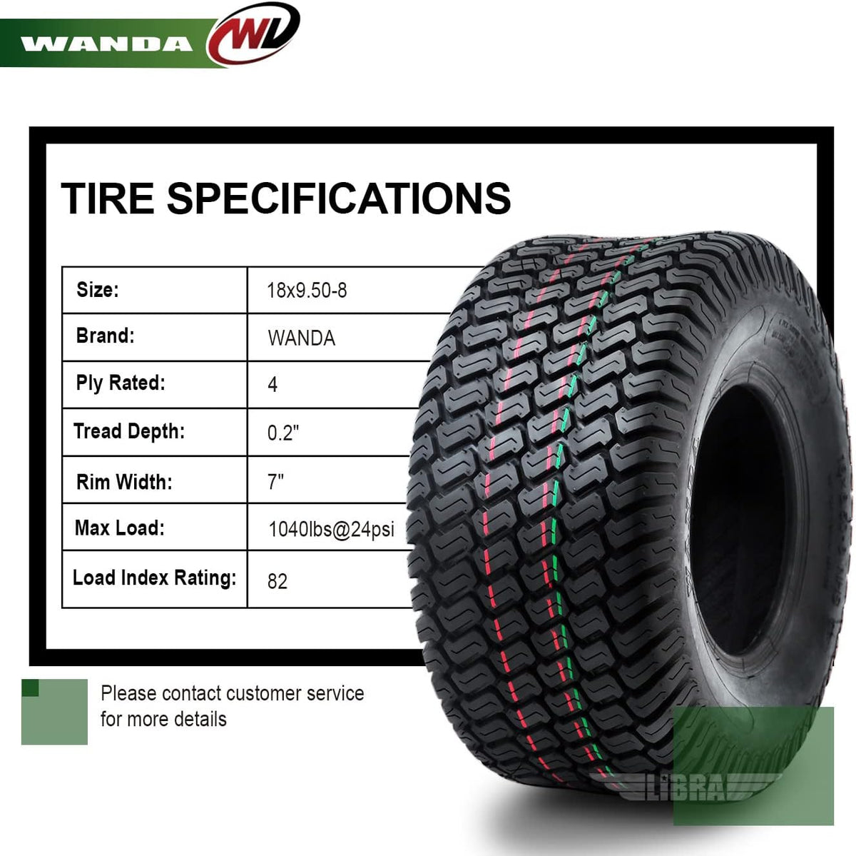 18x9.50-8 Lawn Mower Turf Tires Pack of 2 Q610854