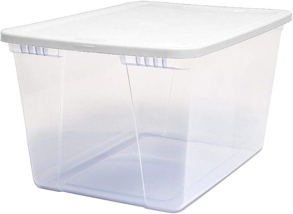 Clear Storage Bin with Lid, 56 Quart, White, 2 Count I806