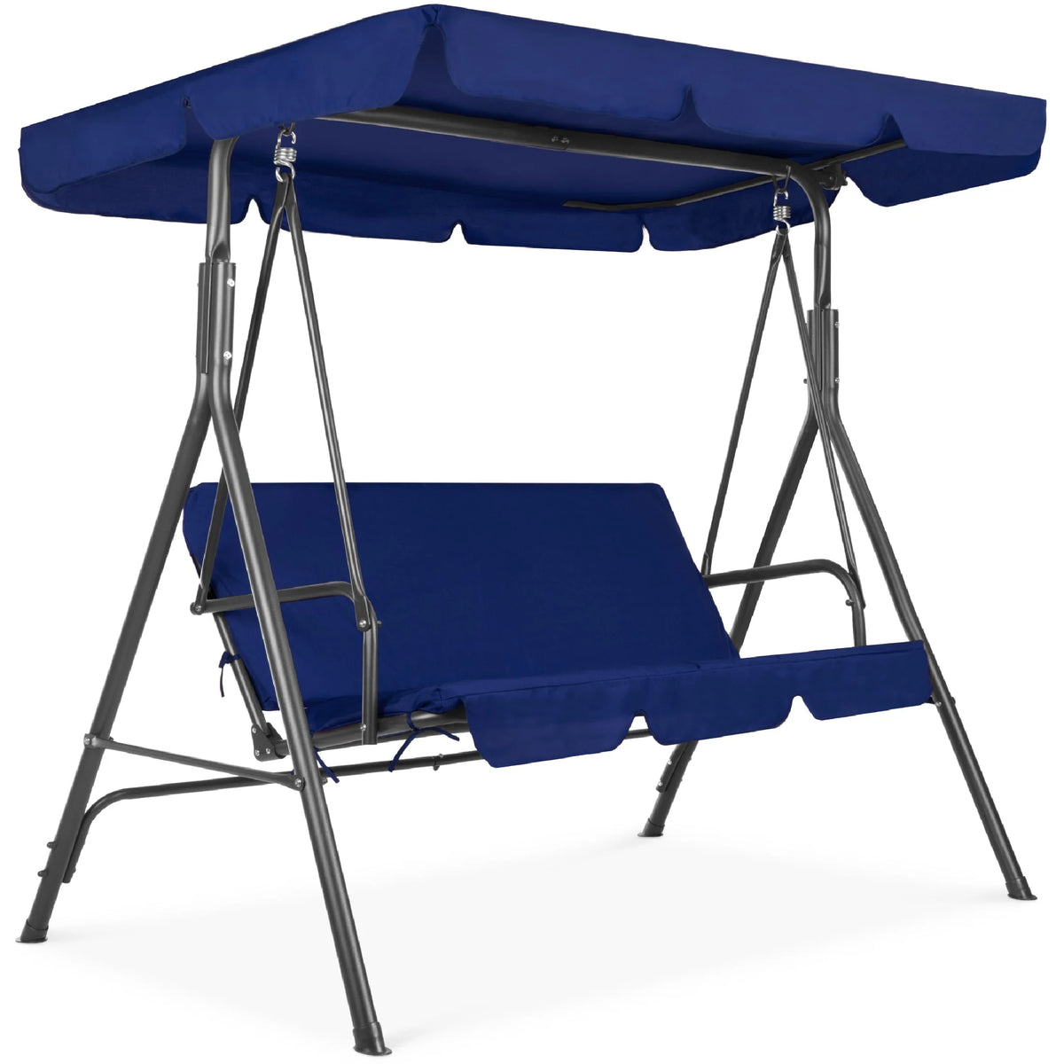 2-Person Convertible Canopy Swing Glider Lounge Chair with Removable Cushions Blue G4512