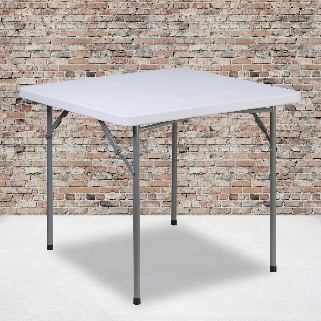 2.81-Foot Square Granite White Plastic Folding Table N153