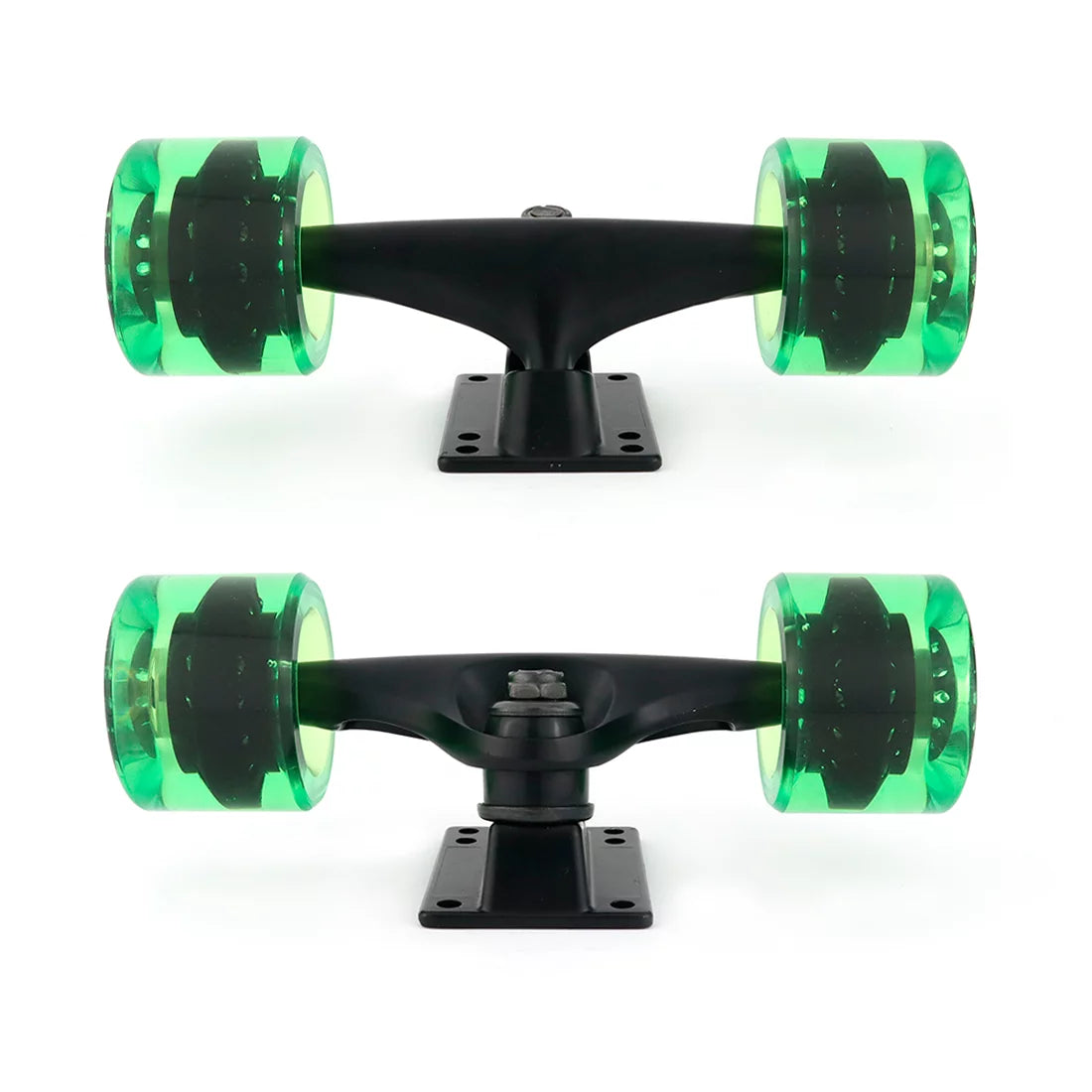 5 inch Black Skateboard Trucks and 60mm Gel Green Wheels Set E102040