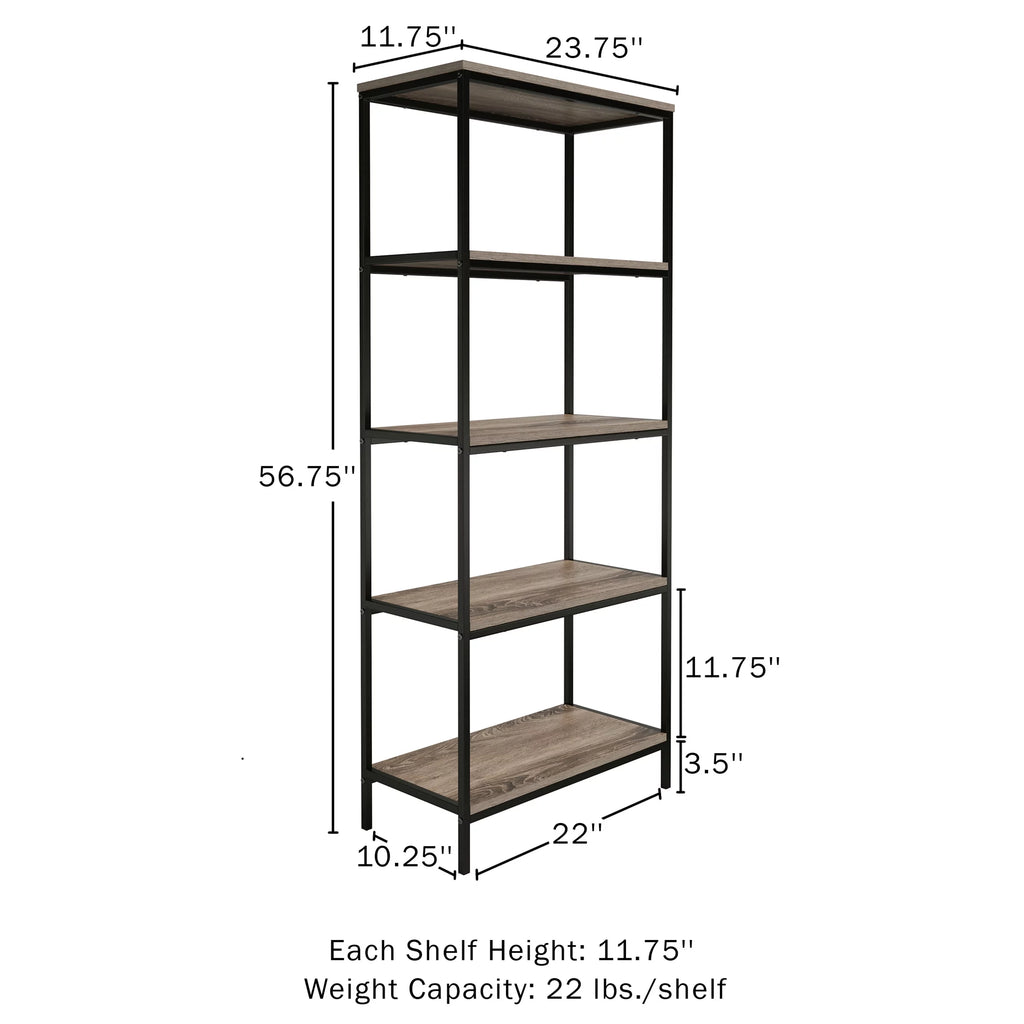 5 Tier Black Bookcase H549087