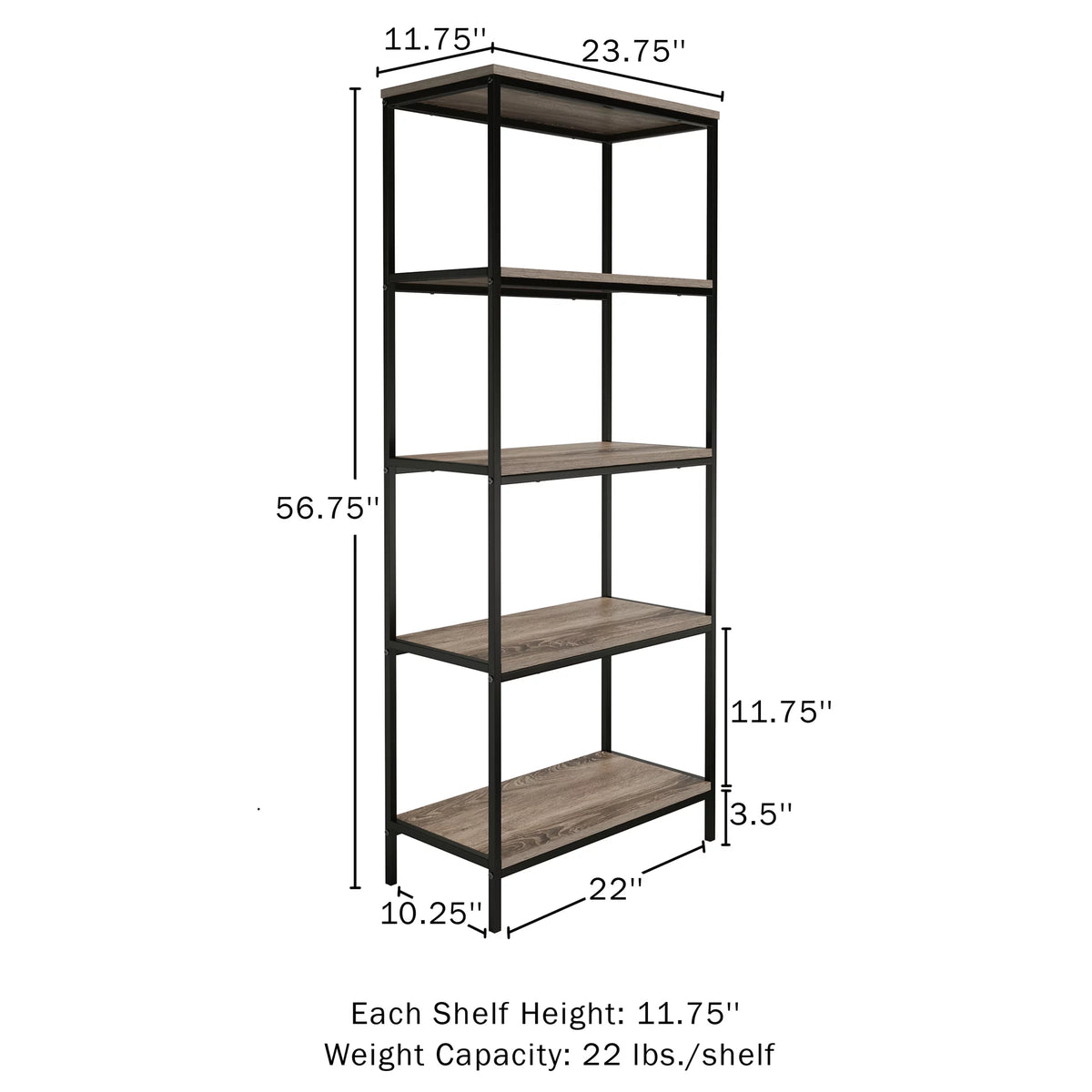 5 Tier Black Bookcase H549087