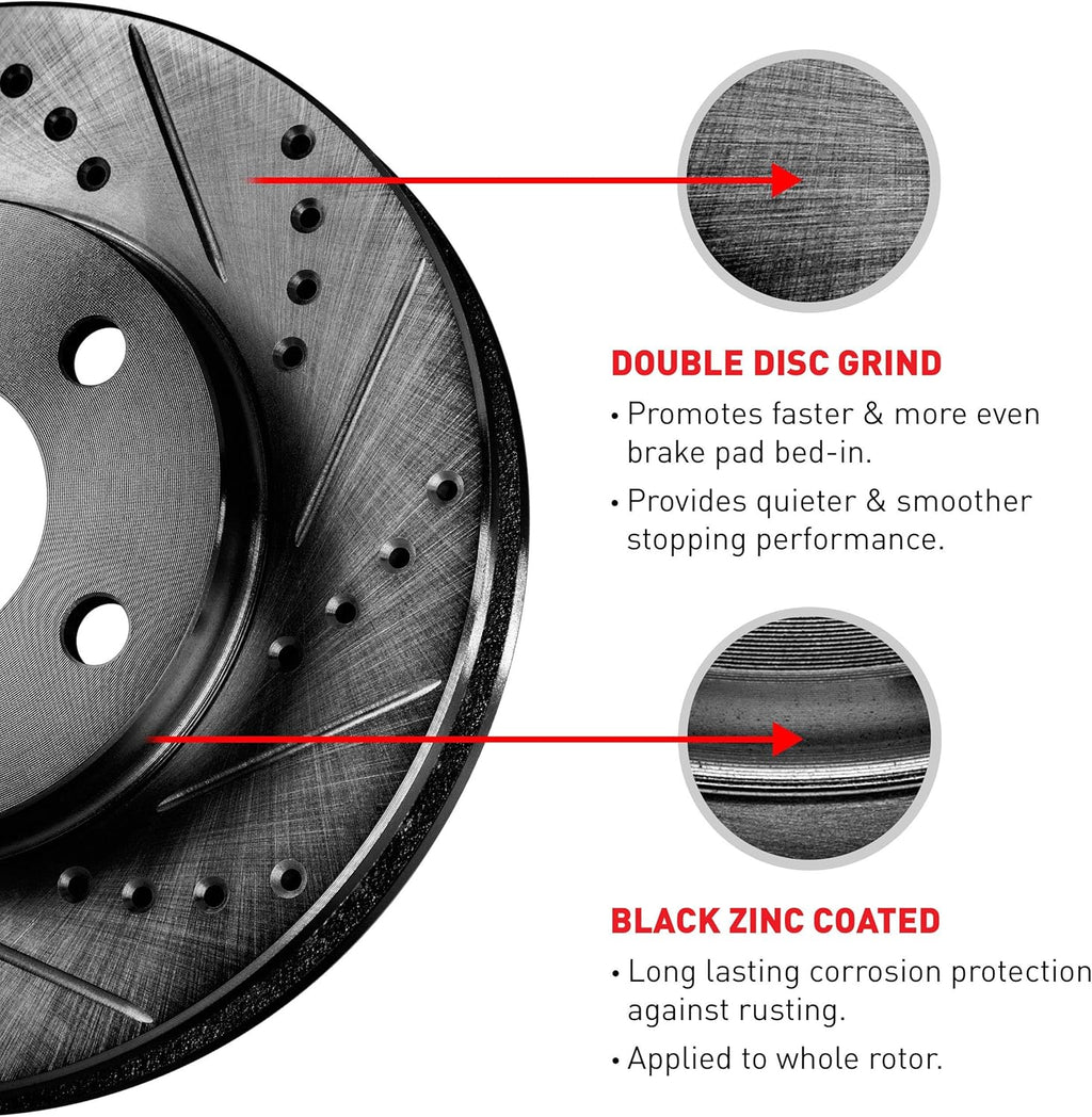 Black Drilled and Slotted Brake Rotors D95985