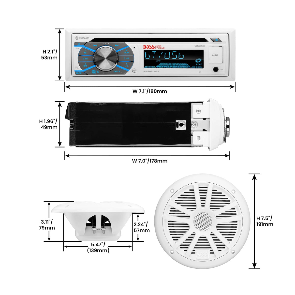 Marine Receiver and 6.5 Inch Full Range Speakers L433