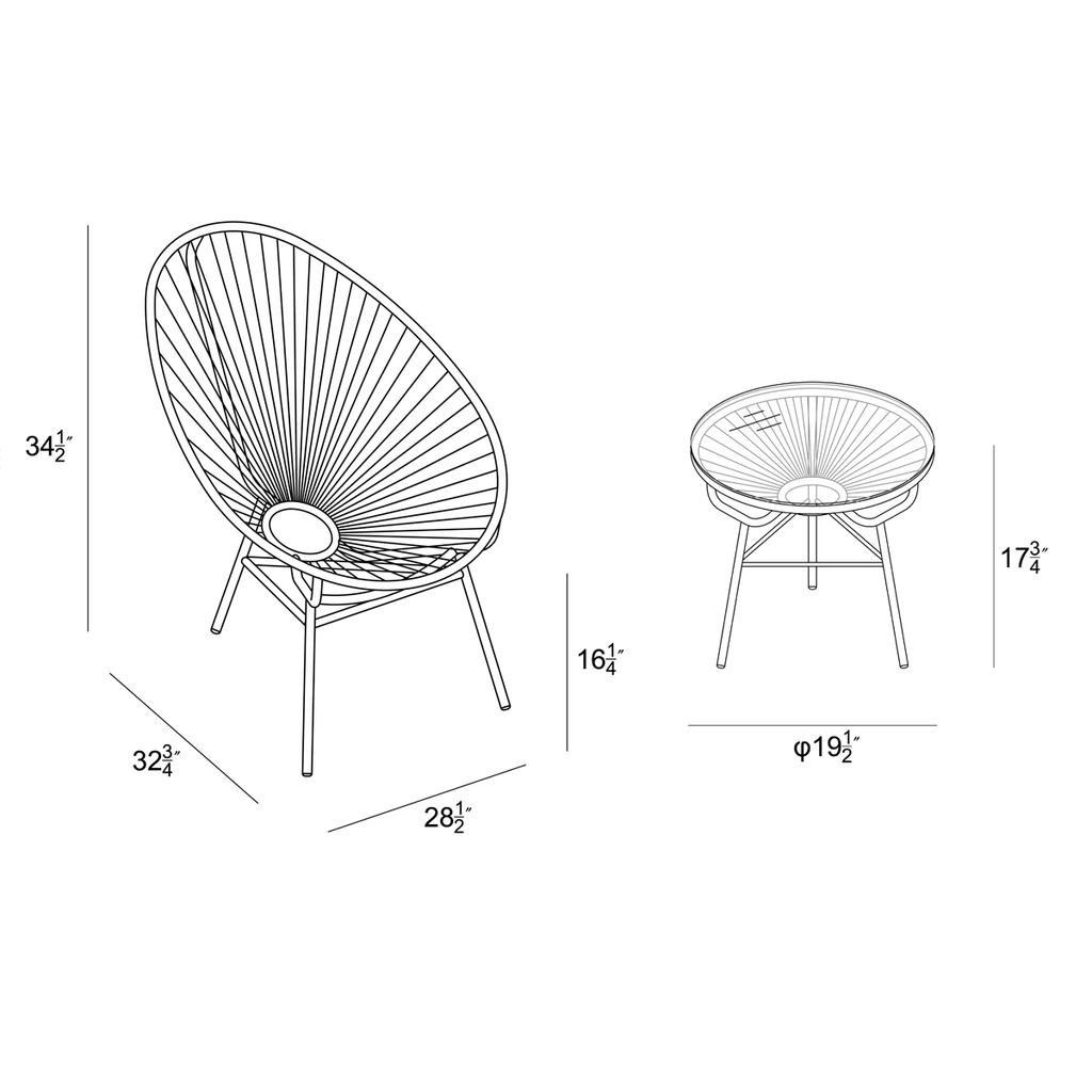 Jet Black 3-Piece Chat Set B444956