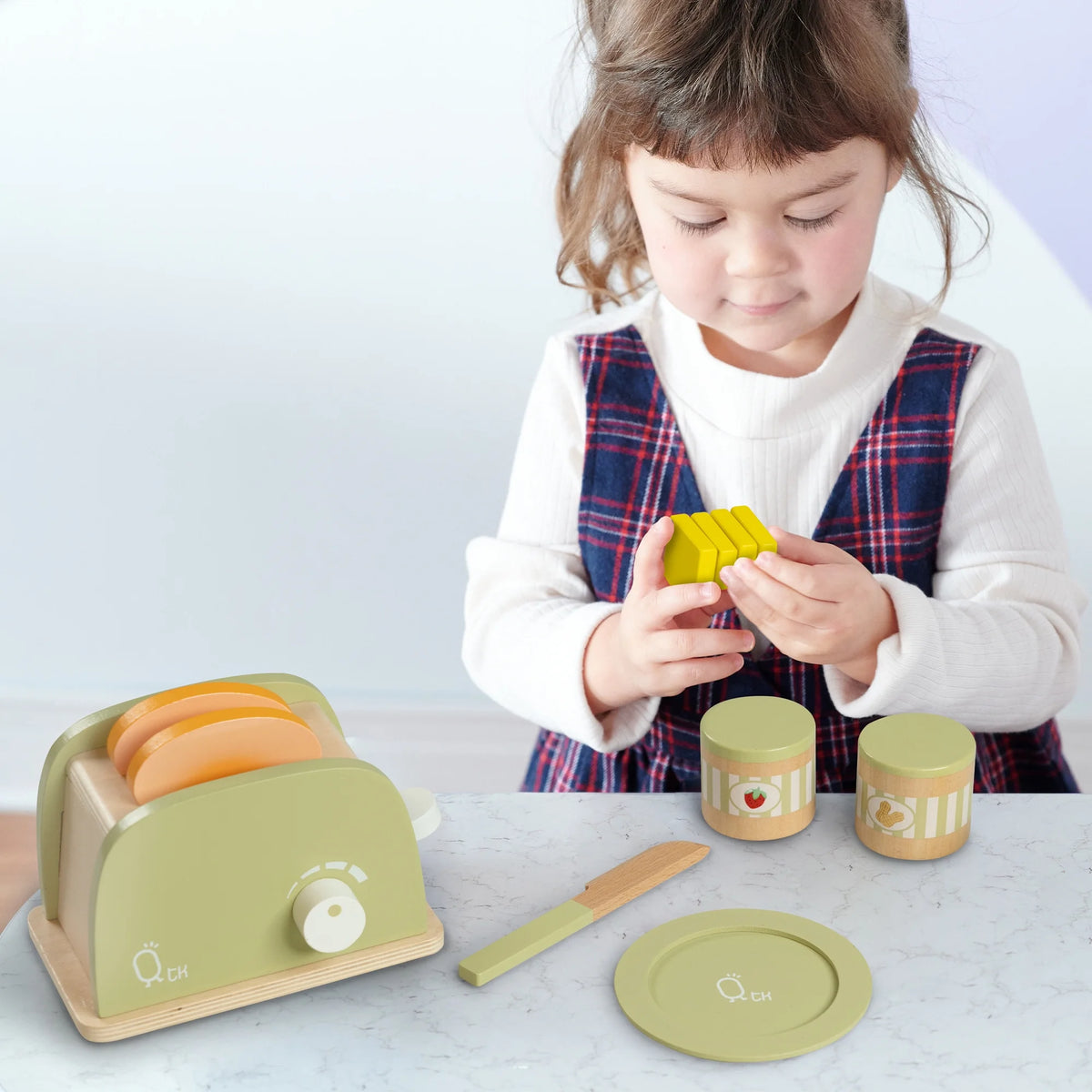 Green Wooden Toaster Play Kitchen Accessories A489714