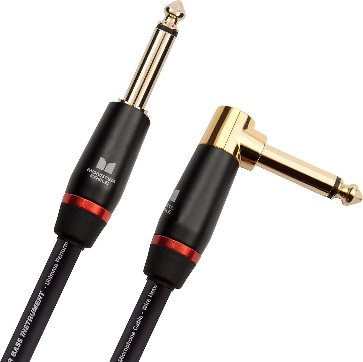 Monster Bass Instrument Cable - 12 ft - Right Angle to Straight S386