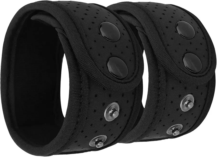 Black 2-Pack Adjustable Ankle Strap Fitness Tracker Band with Mesh Pouch H1194