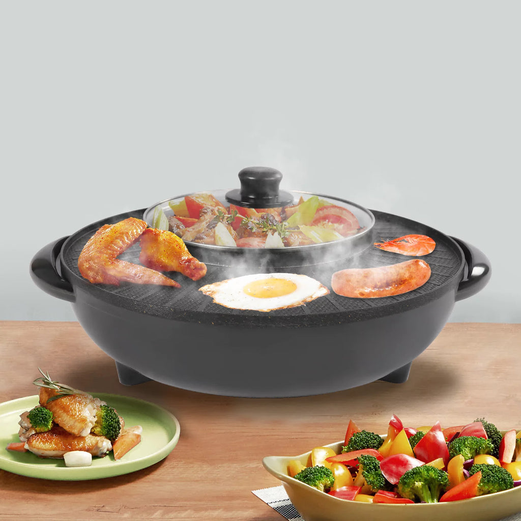 2 in 1 Electric Hot Pot Grill Cooker 1350W H93656