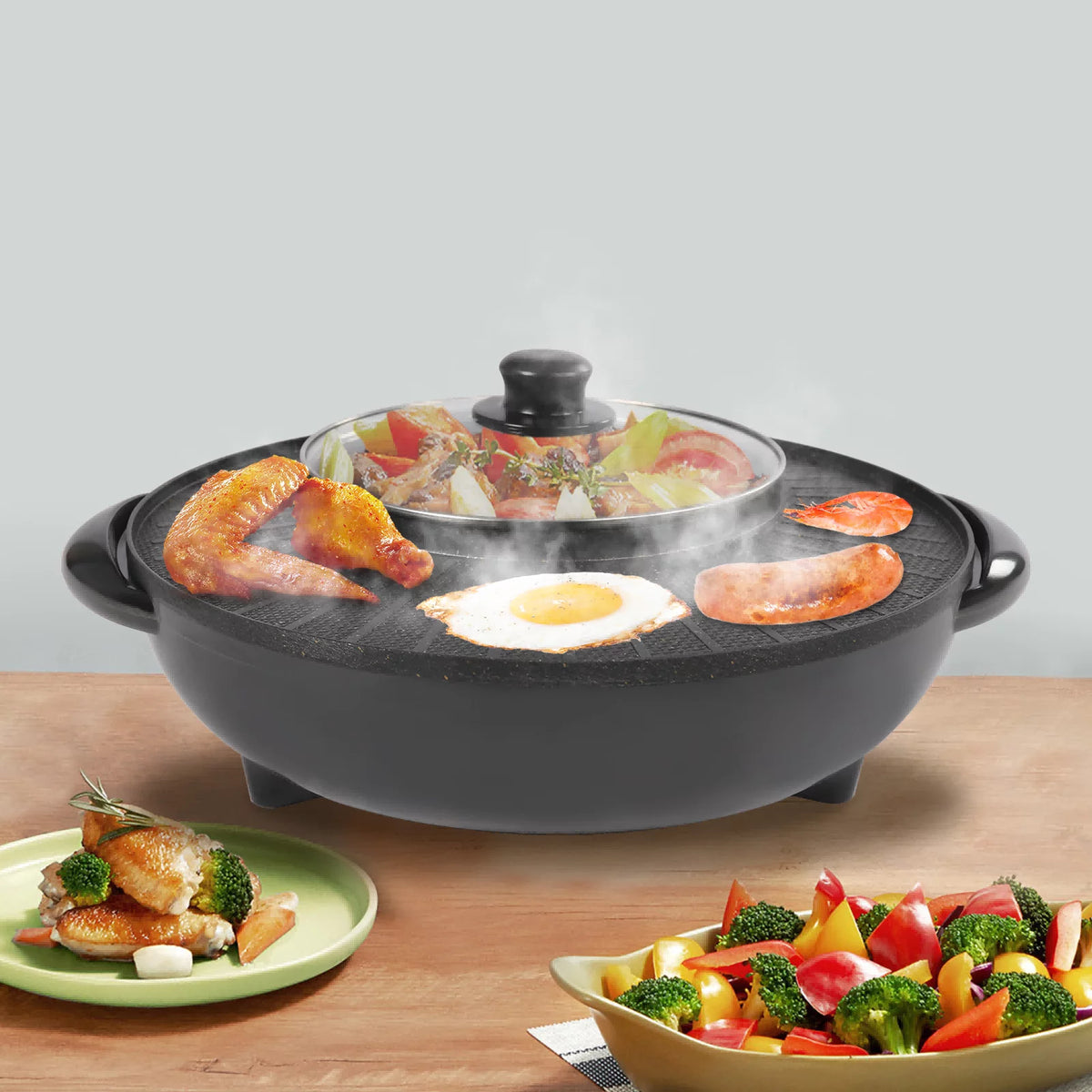 2 in 1 Electric Hot Pot Grill Cooker 1350W H93656