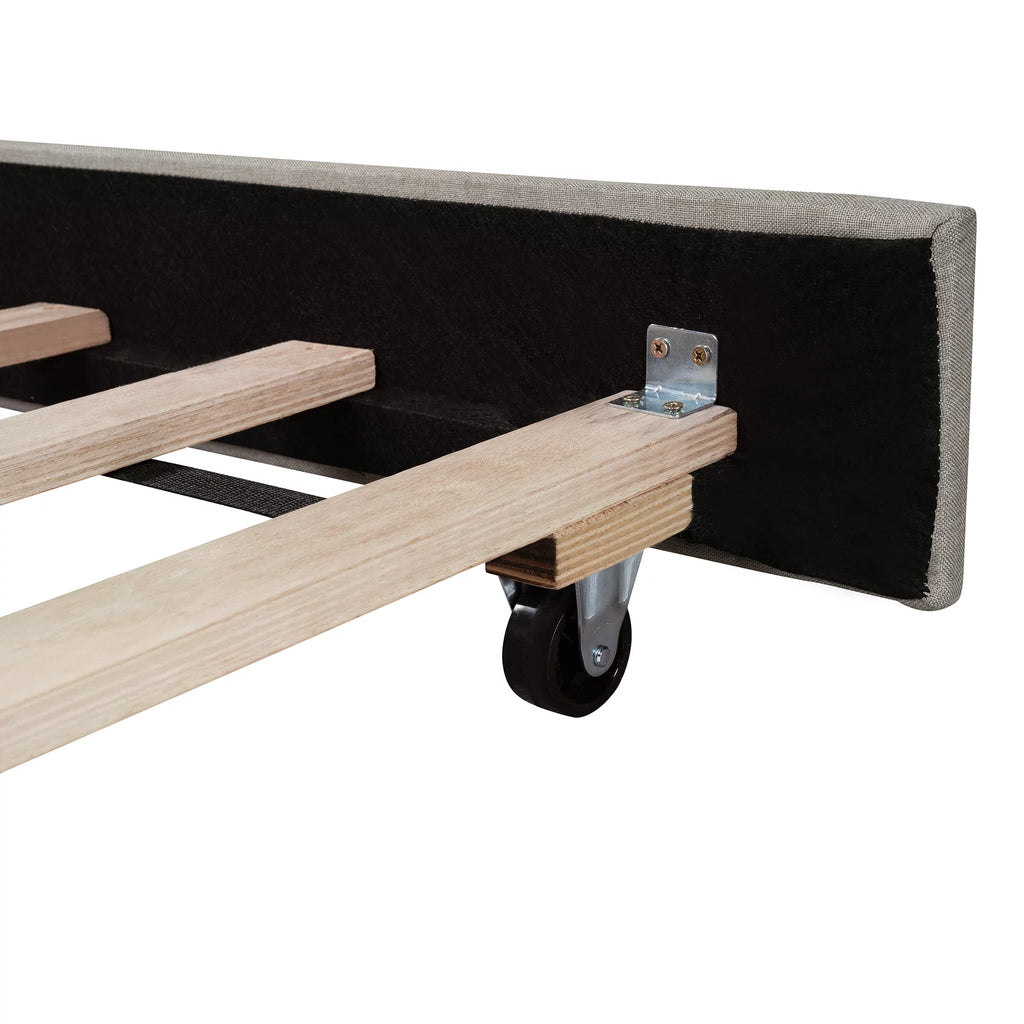 Beige Twin Size Upholstered Daybed with Trundle H40542