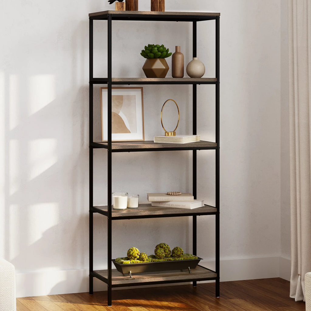 5 Tier Black Bookcase H549087