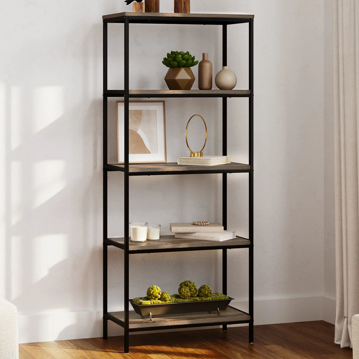5 Tier Black Bookcase H549087