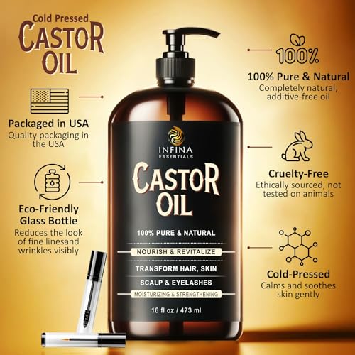 16 fl oz Cold Pressed Castor Oil in Glass Bottle C850311
