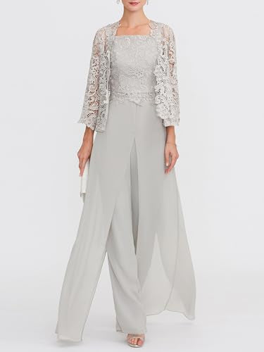 Square Neck Chiffon Jumpsuit with Lace Appliques O4209