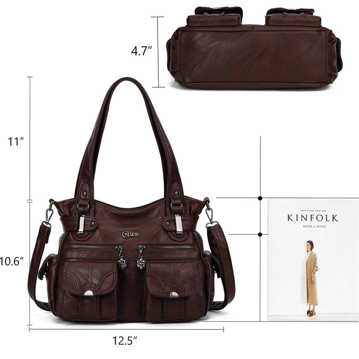 Large PU Leather Multi-Pocket Tote Bag D145825