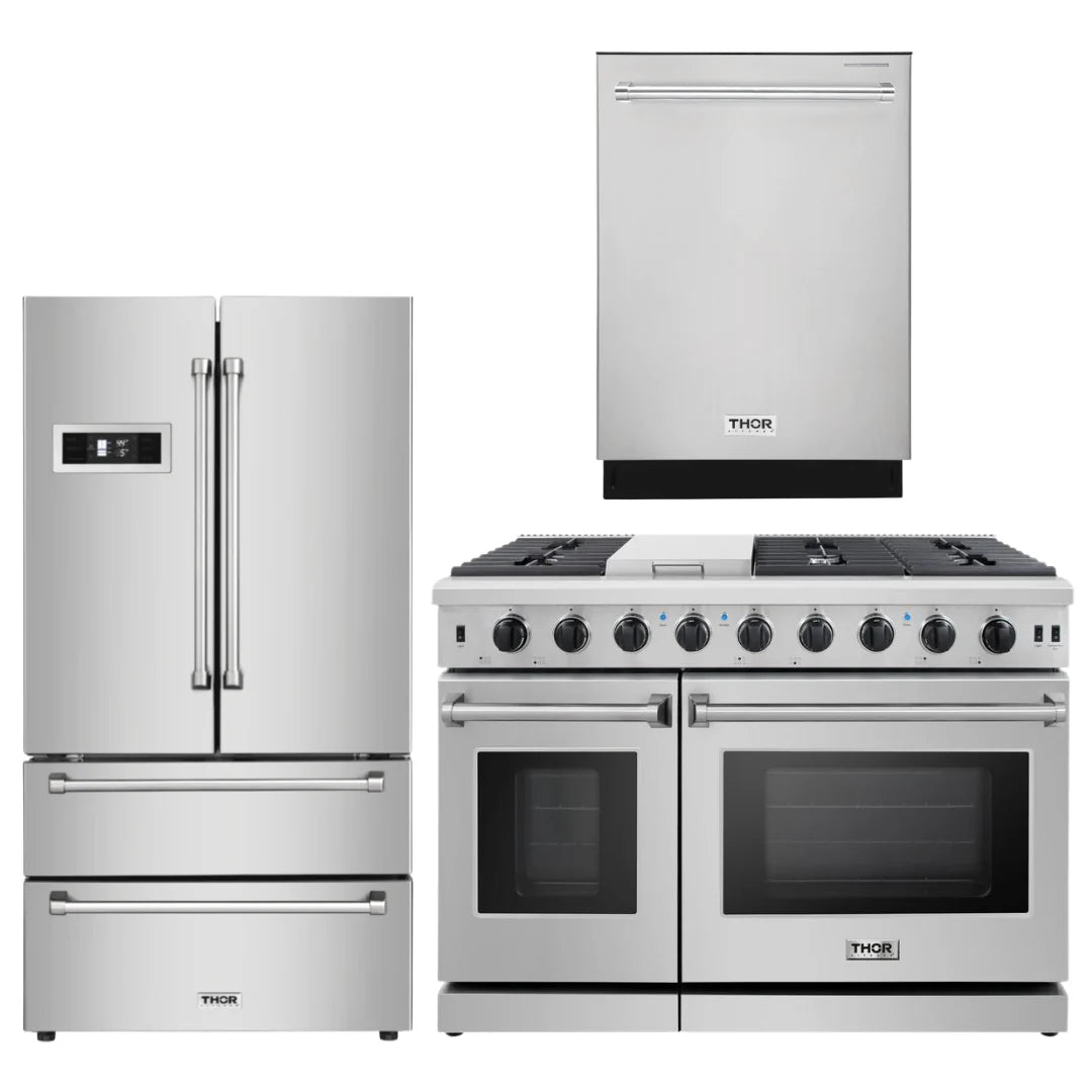 48 Propane Gas Range, Refrigerator, and Dishwasher Package Z448608