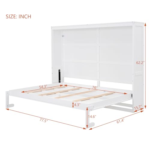 White Solid Wood Queen Size Foldable Platform Bed Q607091