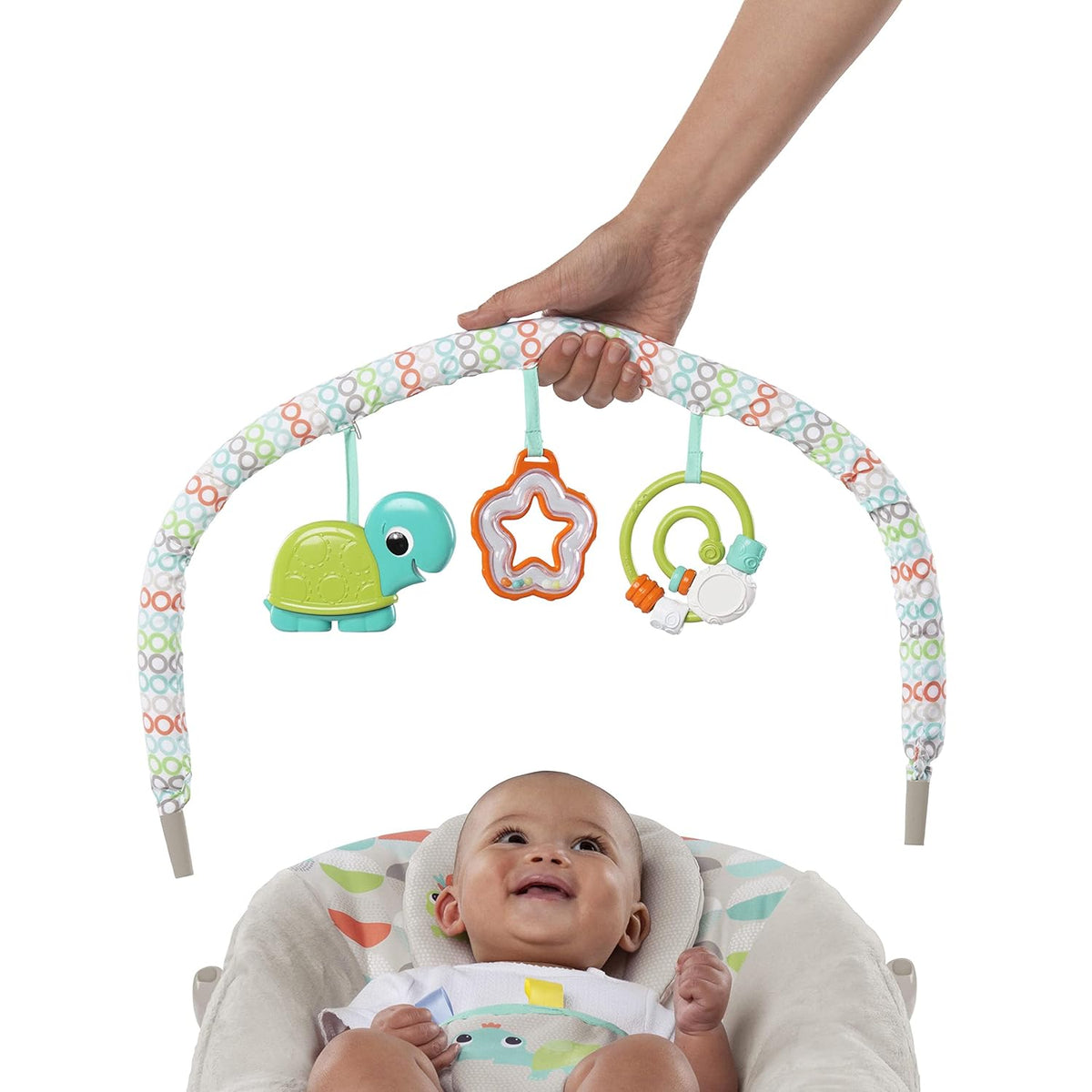 Baby Bouncer Infant Seat with Vibrations, Music, Removable Toy Bar L28866