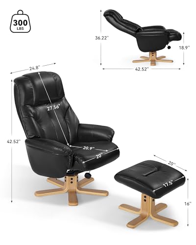 Faux Leather Recliner Chair with Ottoman H12068