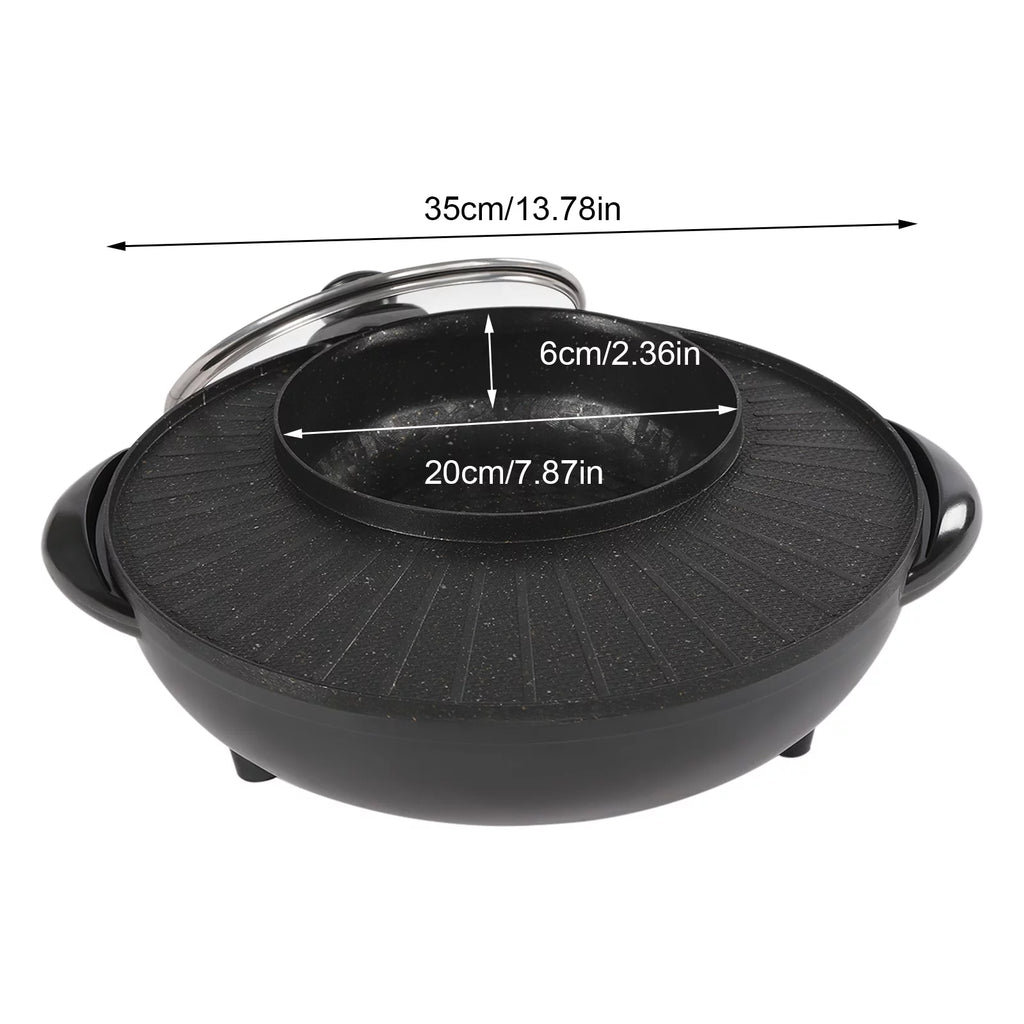 2 in 1 Electric Hot Pot Grill Cooker 1350W H93656