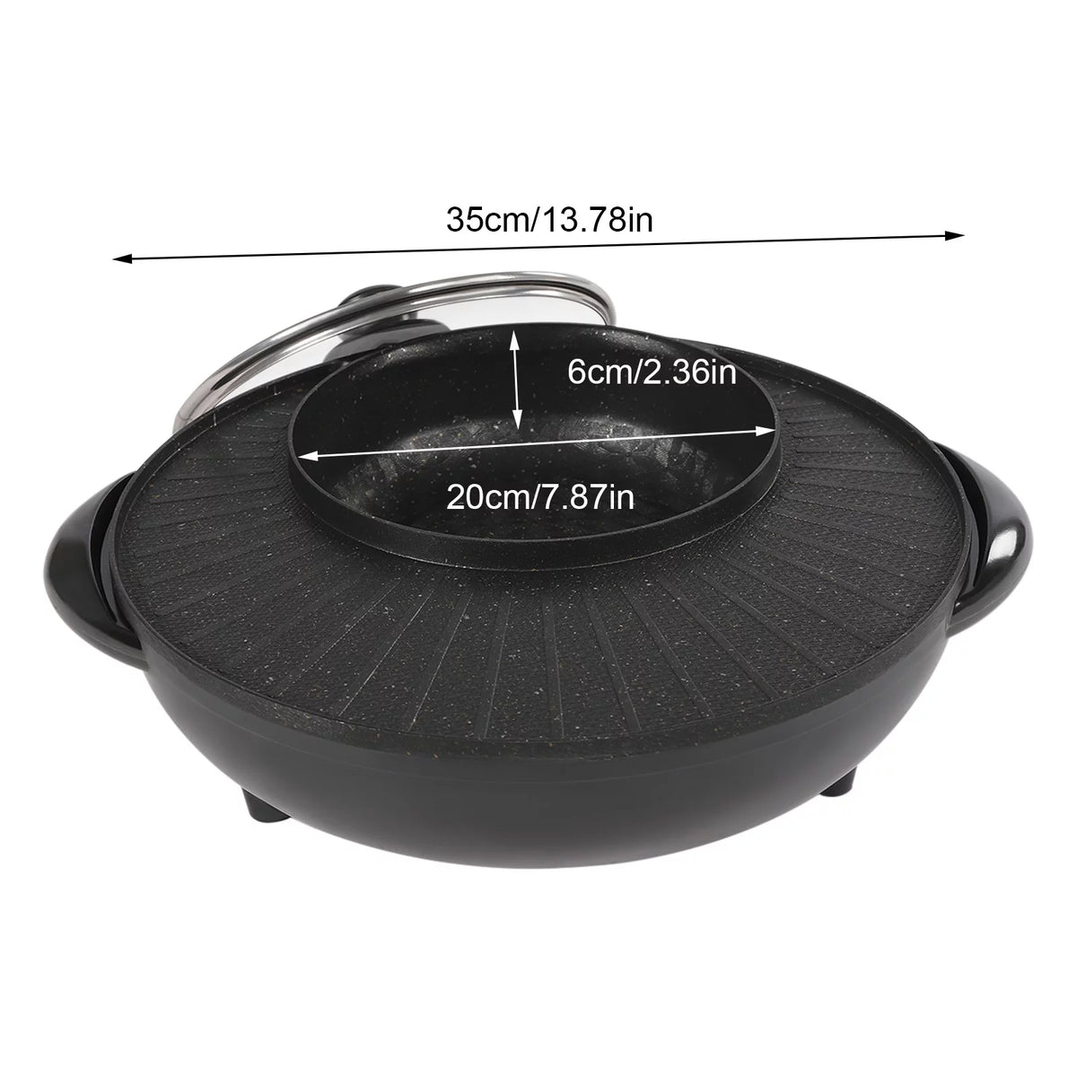 2 in 1 Electric Hot Pot Grill Cooker 1350W H93656