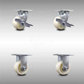 4 inch Stainless Steel Nylon Caster Set with Ball Bearings 2 Brakes 2 Rigid P1575