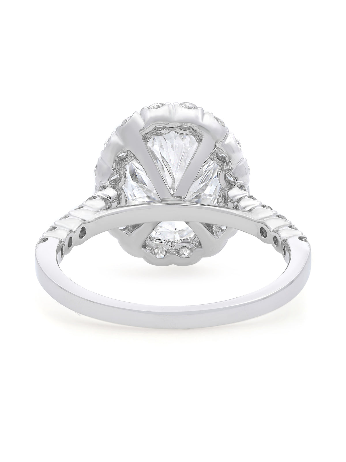 Oval Cut Diamond Engagement Ring 18K White Gold SZ 6 K89523