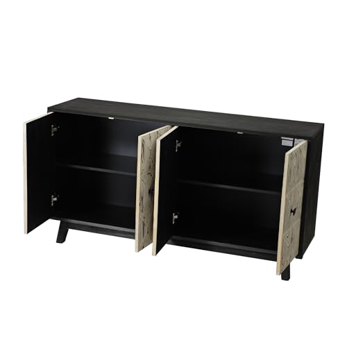 White Gold Accent Sideboard Cabinet with 1 Shelf Each D6259