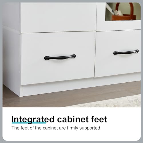 White 3-Door Wood Armoire Wardrobe with 3 Drawers T73464