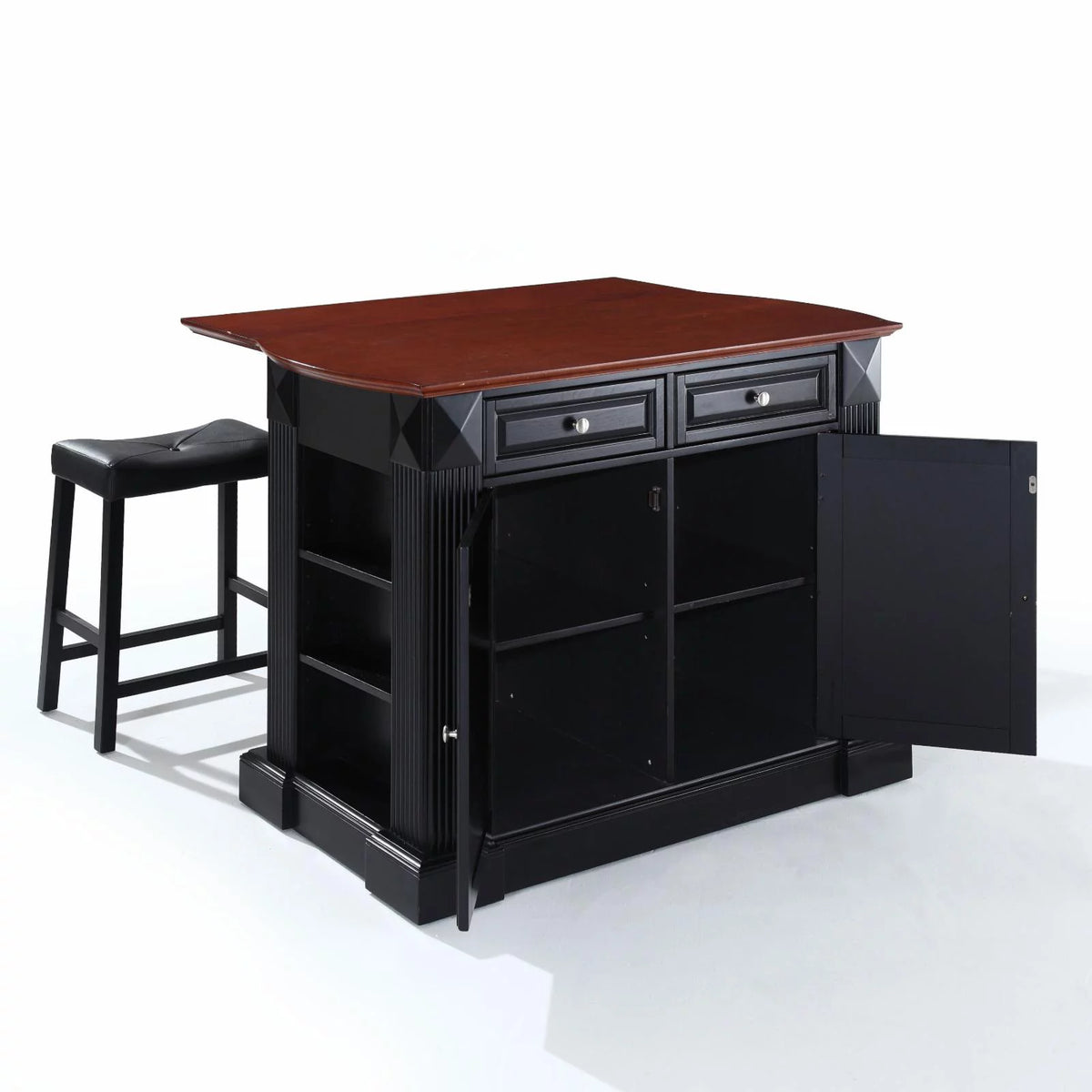 White Drop Leaf Kitchen Island with Stools K97735