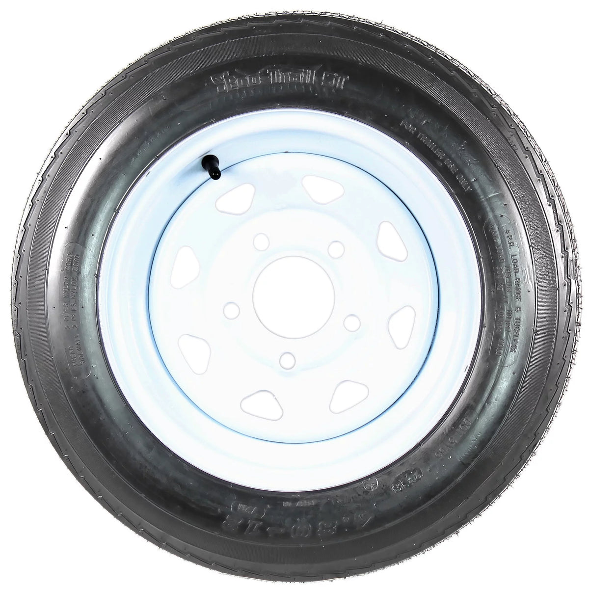 4.80-12 Trailer Tire On Rim 5 Lug White Spoke Wheel O426