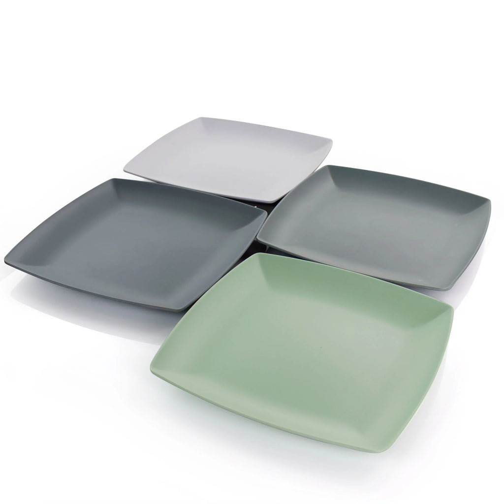 4 Piece 10.5 Inch Square Melamine Dinner Plate Set C1210