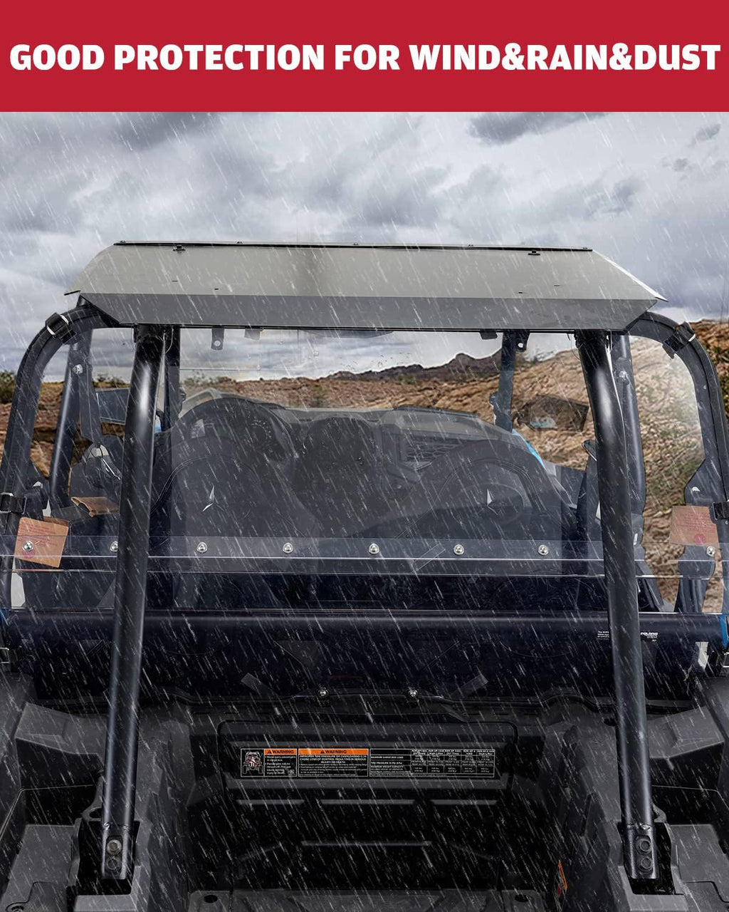 Rear Windshield for Polaris RZR XP 1000, Clear Polycarbonate Rear Full Window E609