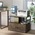 Wood Lateral File Cabinet with 1 Drawer, Printer Stand with Storage Shelves Q260640