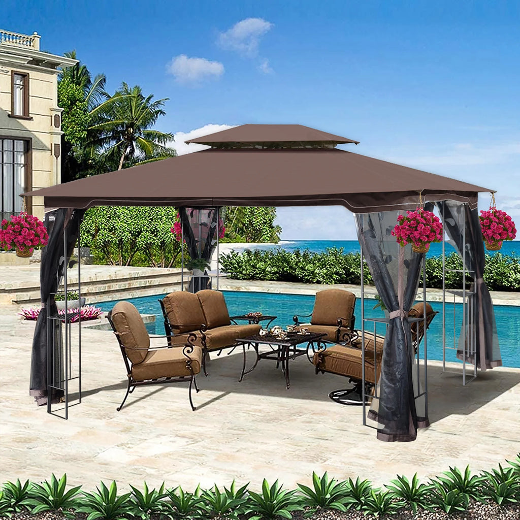13x10 Ventilated Double Roof Canopy Tent with Detachable Mesh A68953