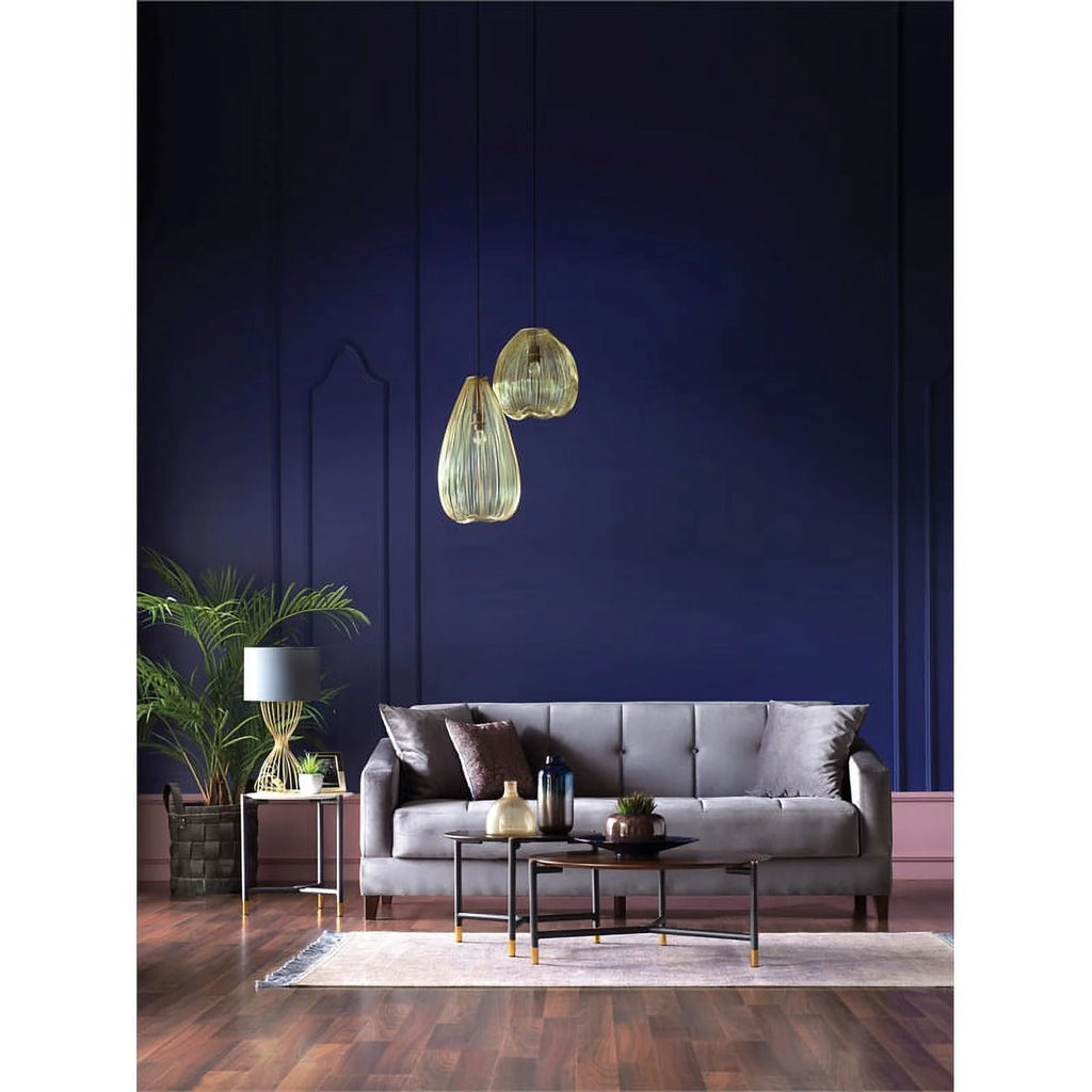 Gray 3-Seater Fabric and Wood Sofa Bed I81168